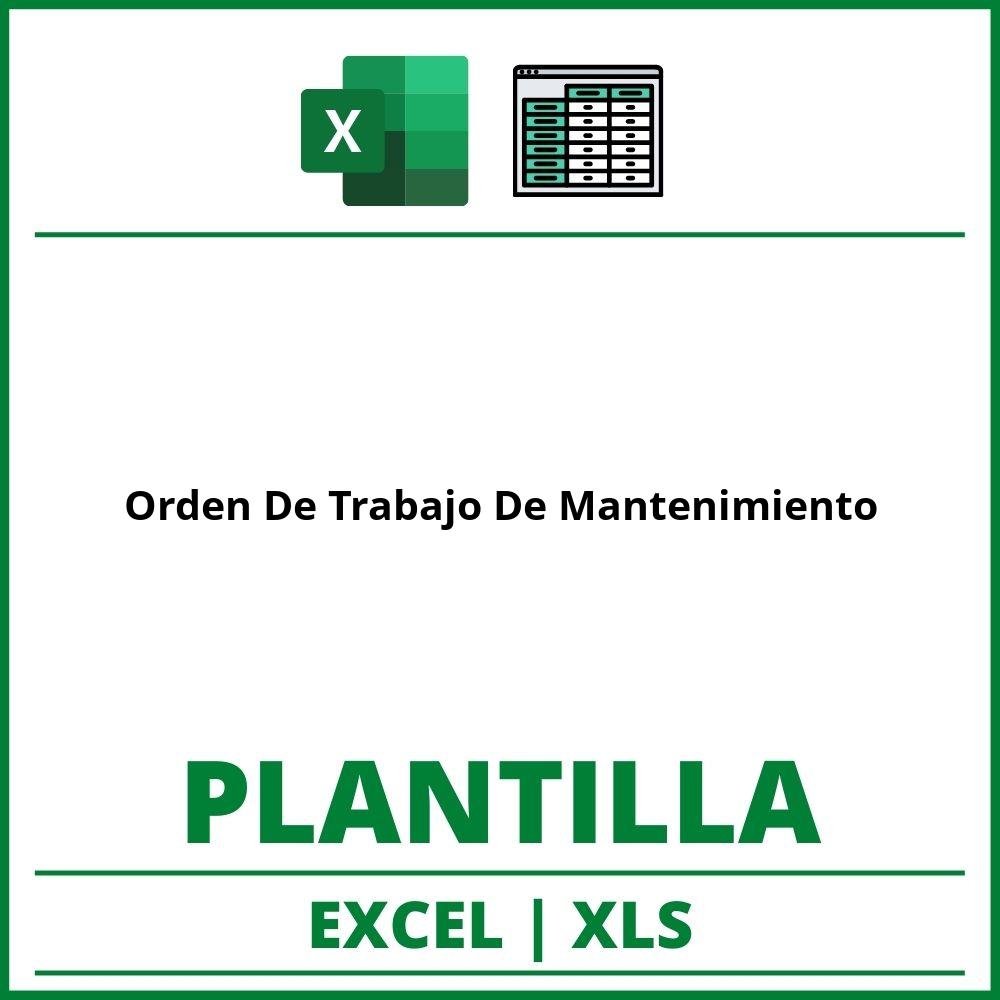 Formato De Orden De Trabajo Excel XLS
