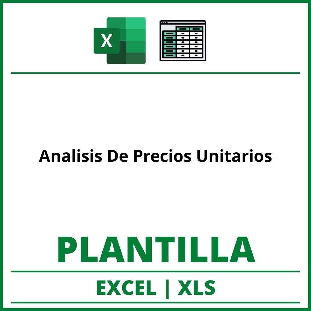 Formato de Analisis De Precios Unitarios Excel
