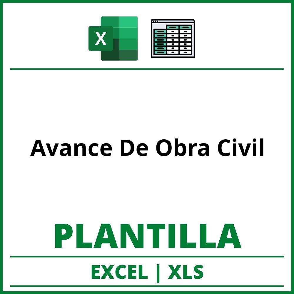 ▷ Formato de Avance De Obra Civil Excel | XLS