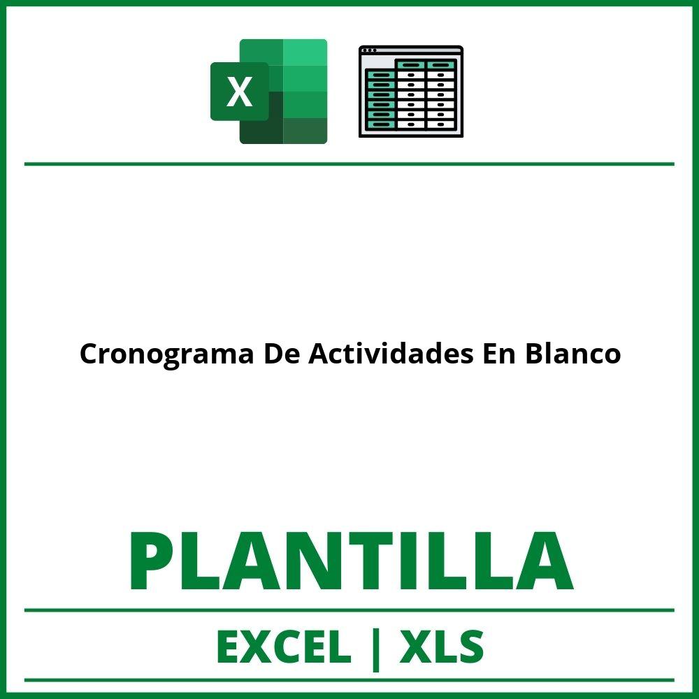 Formato de Cronograma De Actividades En Blanco Excel